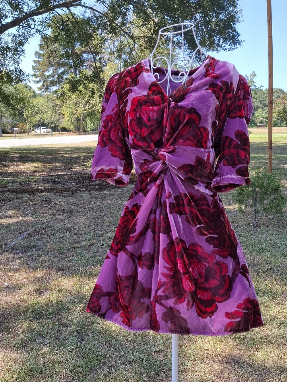 Rhode Leanna Floral Velvet Mini Dress Purple Red Size M